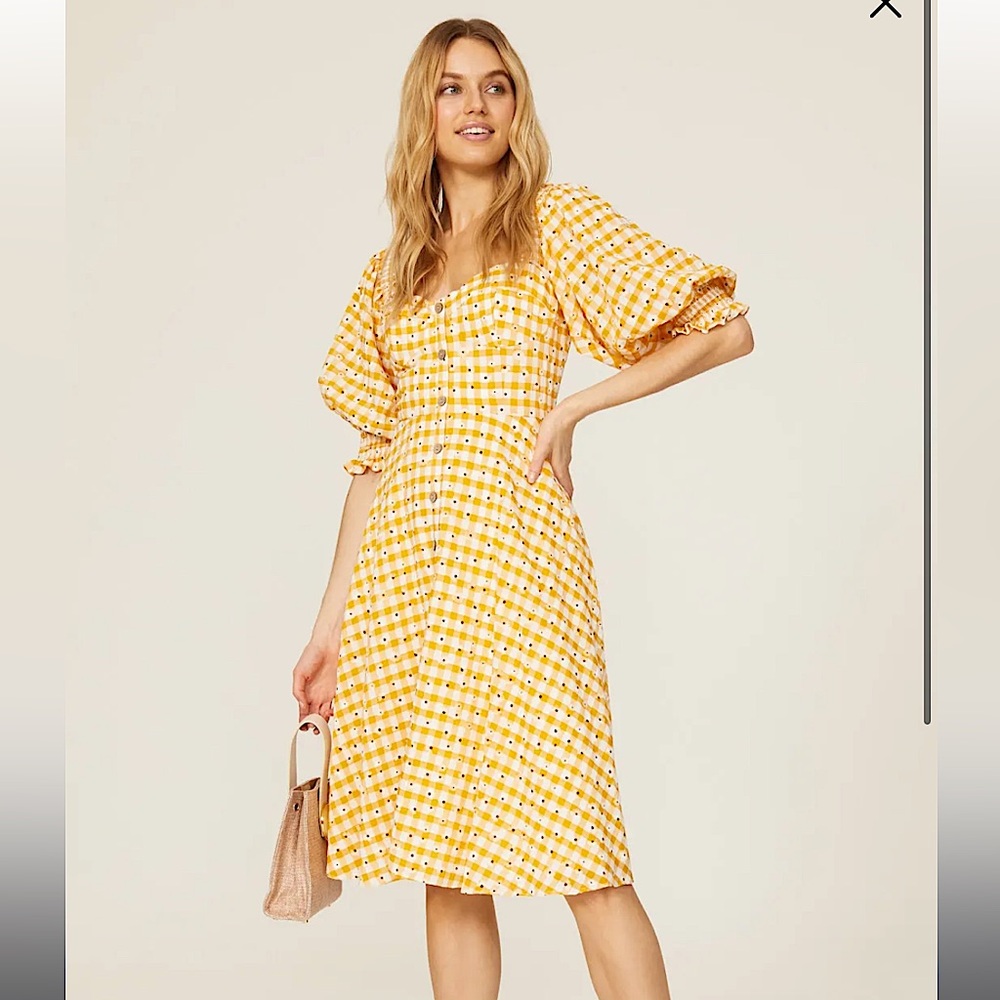 Slate & Willow Gingham Daisy Seersucker Dress Sz 4